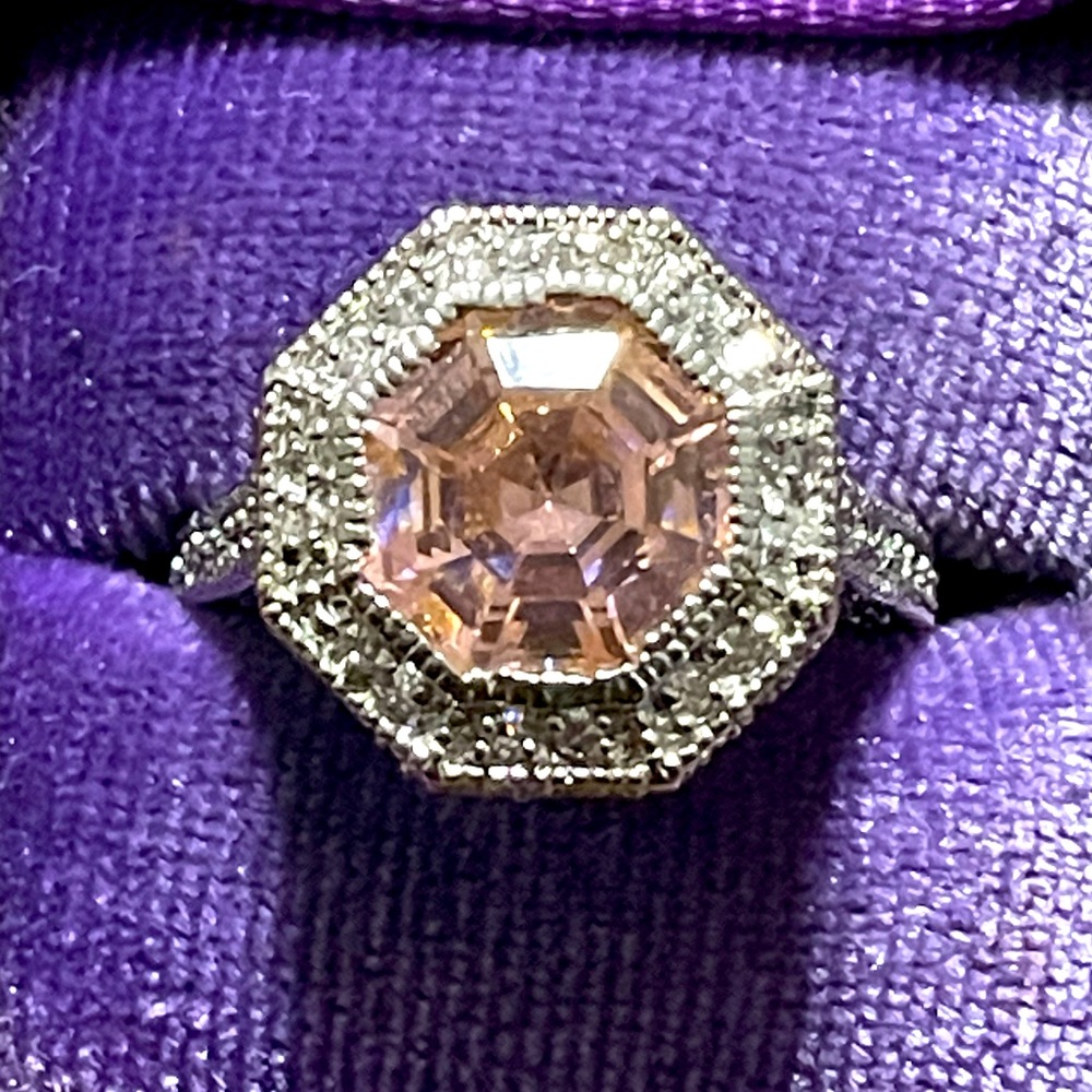 All Around Boutique AAB 925 Ornate Pink Topaz Sz7 NWOT